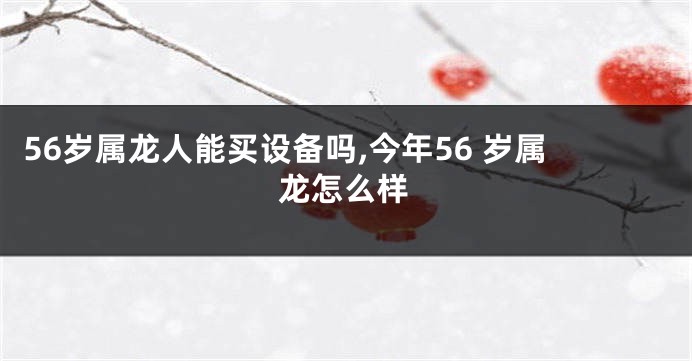 56岁属龙人能买设备吗,今年56 岁属龙怎么样
