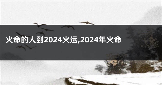 火命的人到2024火运,2024年火命