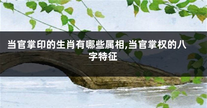 当官掌印的生肖有哪些属相,当官掌权的八字特征
