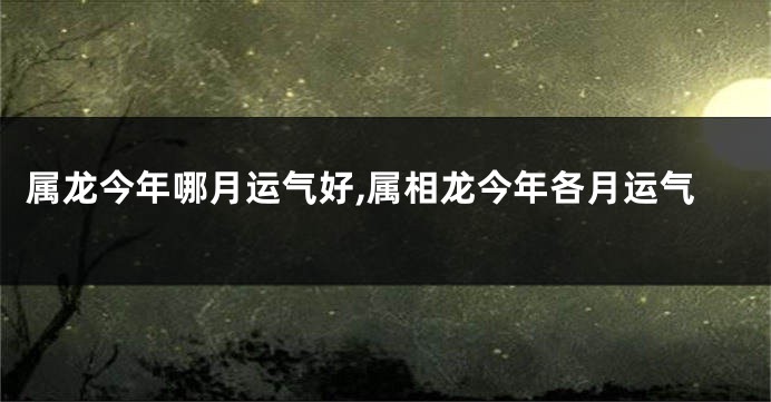属龙今年哪月运气好,属相龙今年各月运气