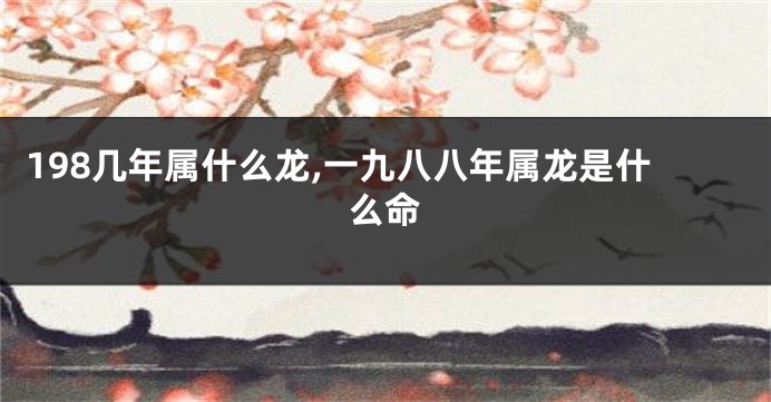 198几年属什么龙,一九八八年属龙是什么命