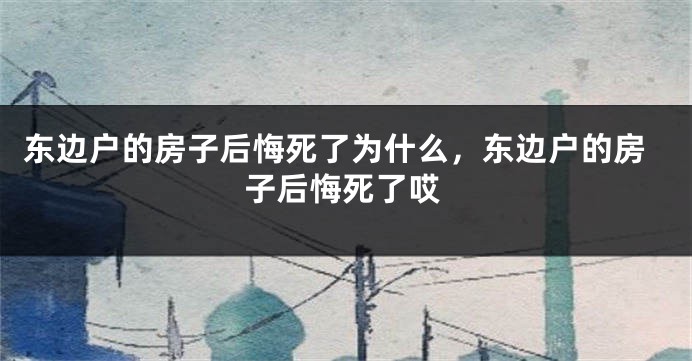 东边户的房子后悔死了为什么,东边户的房子后悔死了哎