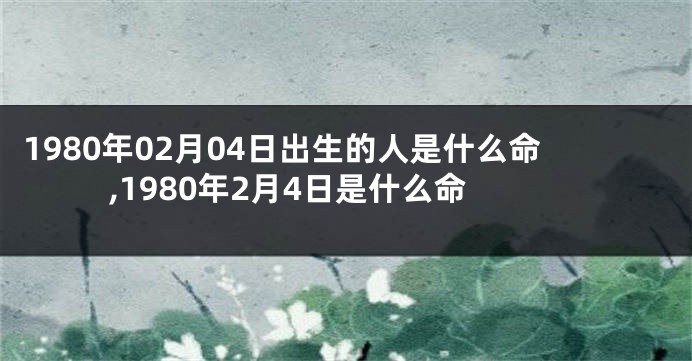 1980年02月04日出生的人是什么命,1980年2月4日是什么命