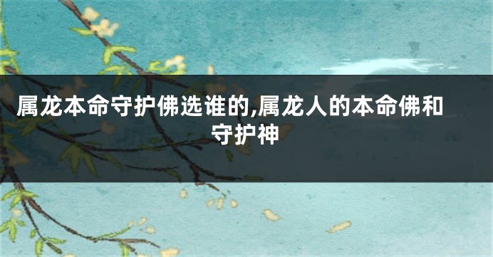 属龙本命守护佛选谁的,属龙人的本命佛和守护神