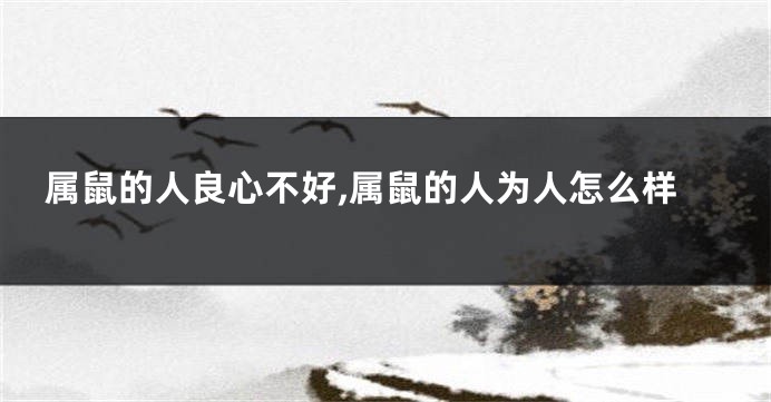 属鼠的人良心不好,属鼠的人为人怎么样
