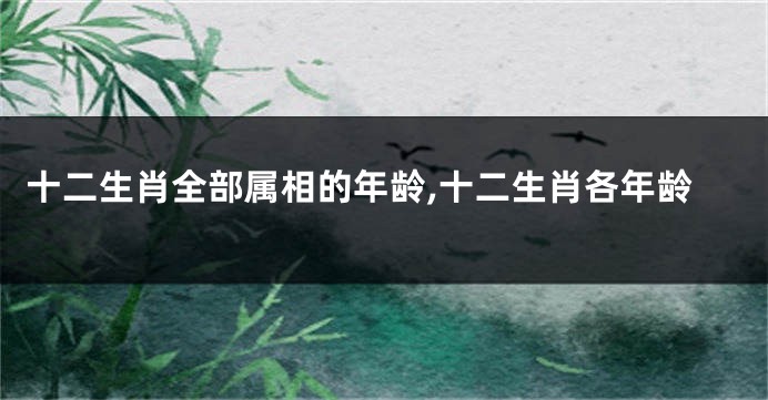 十二生肖全部属相的年龄,十二生肖各年龄
