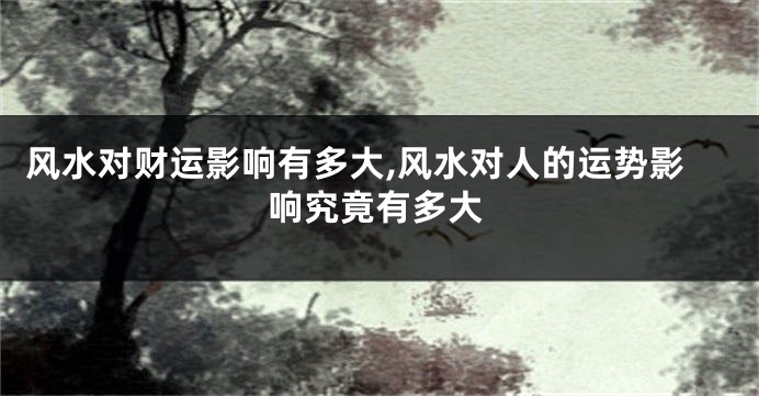 风水对财运影响有多大,风水对人的运势影响究竟有多大
