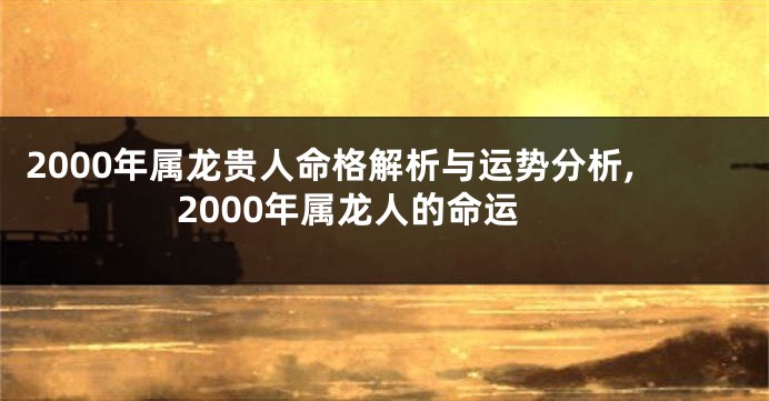 2000年属龙贵人命格解析与运势分析,2000年属龙人的命运