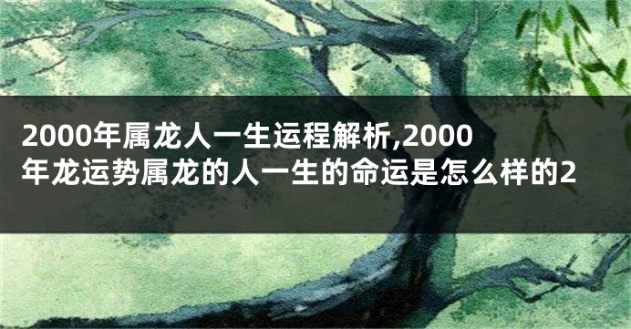 2000年属龙人一生运程解析,2000年龙运势属龙的人一生的命运是怎么样的2