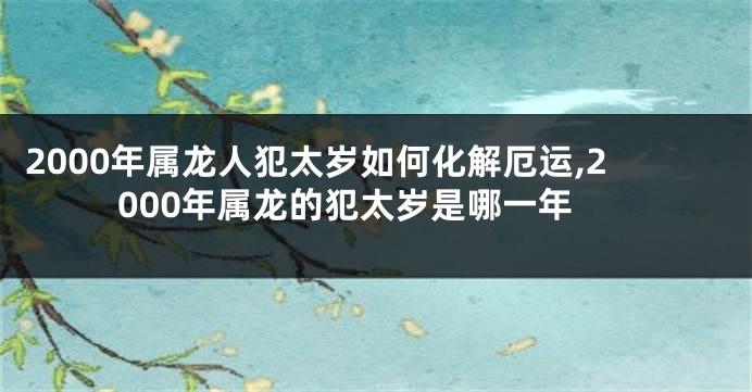 2000年属龙人犯太岁如何化解厄运,2000年属龙的犯太岁是哪一年