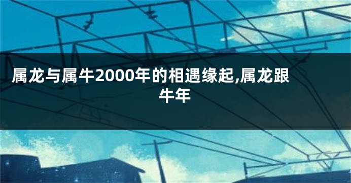 属龙与属牛2000年的相遇缘起,属龙跟牛年