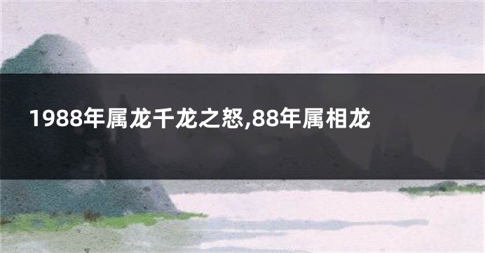 1988年属龙千龙之怒,88年属相龙