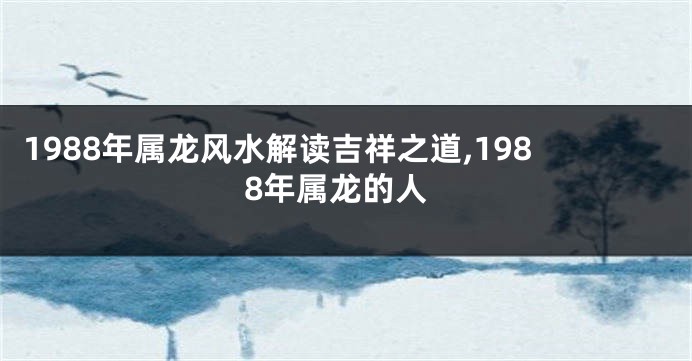 1988年属龙风水解读吉祥之道,1988年属龙的人