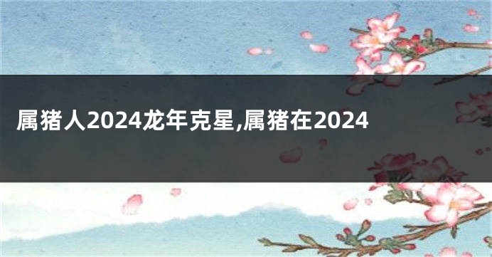 属猪人2024龙年克星,属猪在2024