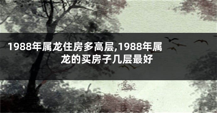 1988年属龙住房多高层,1988年属龙的买房子几层最好