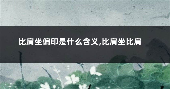 比肩坐偏印是什么含义,比肩坐比肩