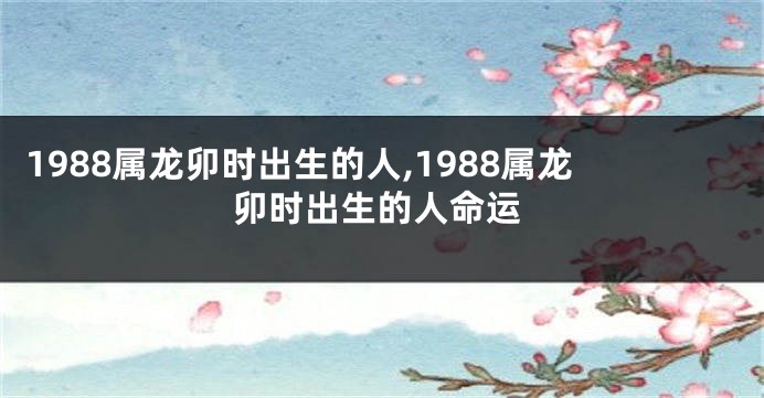 1988属龙卯时出生的人,1988属龙卯时出生的人命运