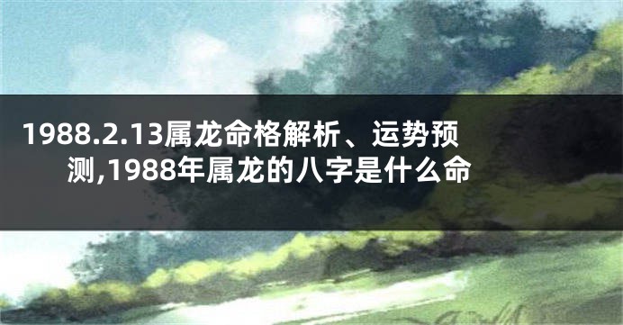 1988.2.13属龙命格解析、运势预测,1988年属龙的八字是什么命