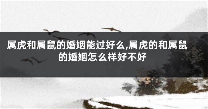 属虎和属鼠的婚姻能过好么,属虎的和属鼠的婚姻怎么样好不好