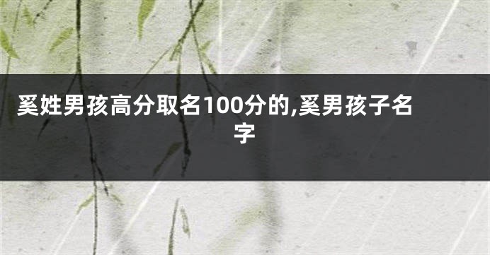 奚姓男孩高分取名100分的,奚男孩子名字