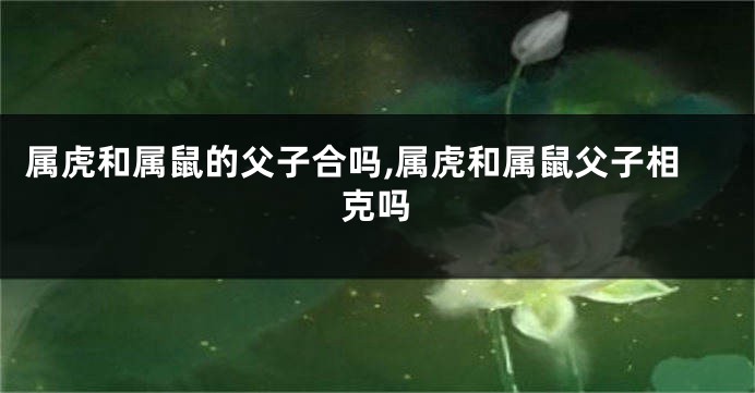 属虎和属鼠的父子合吗,属虎和属鼠父子相克吗