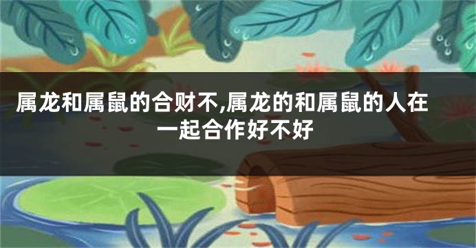 属龙和属鼠的合财不,属龙的和属鼠的人在一起合作好不好