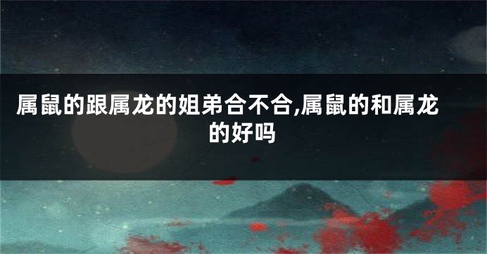 属鼠的跟属龙的姐弟合不合,属鼠的和属龙的好吗