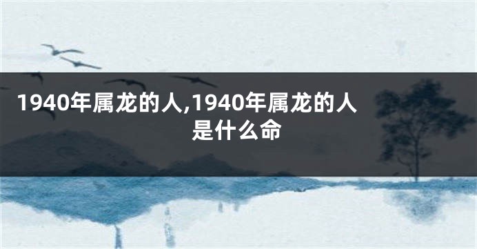 1940年属龙的人,1940年属龙的人是什么命
