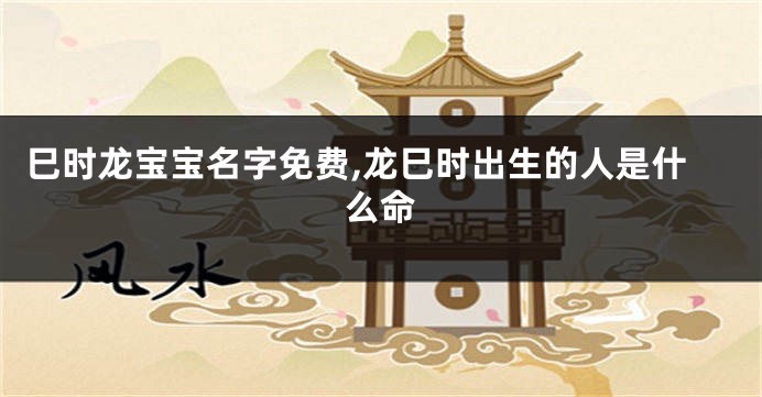 巳时龙宝宝名字免费,龙巳时出生的人是什么命