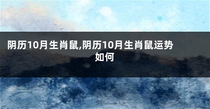 阴历10月生肖鼠,阴历10月生肖鼠运势如何