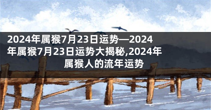 2024年属猴7月23日运势—2024年属猴7月23日运势大揭秘,2024年属猴人的流年运势