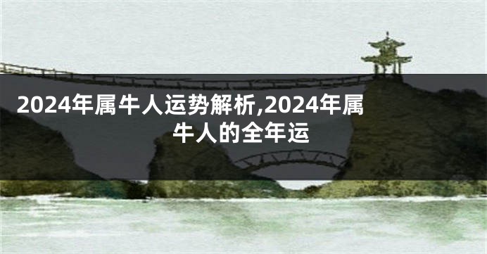 2024年属牛人运势解析,2024年属牛人的全年运