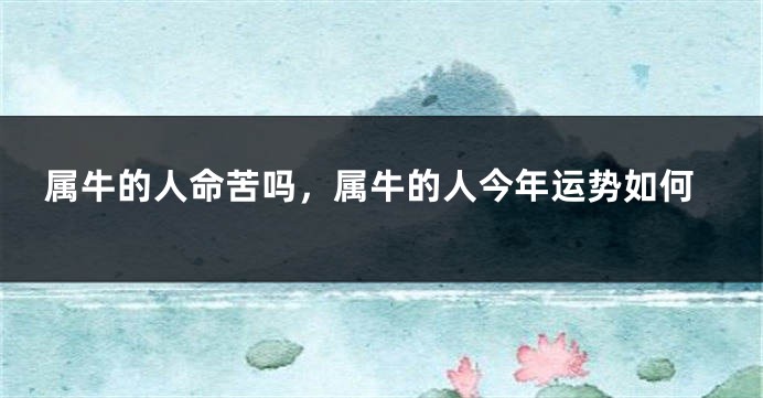 属牛的人命苦吗，属牛的人今年运势如何