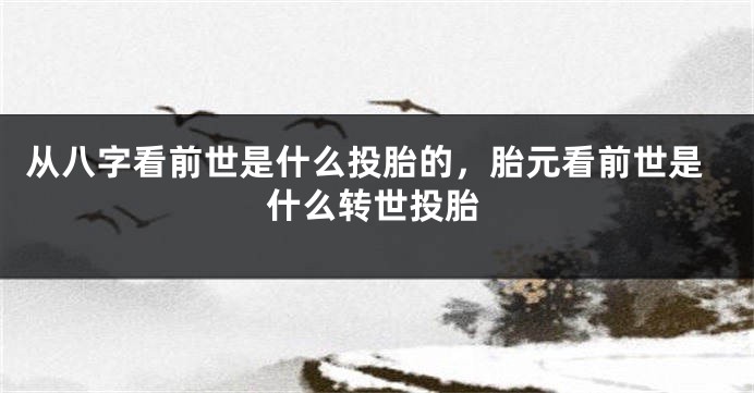 从八字看前世是什么投胎的，胎元看前世是什么转世投胎