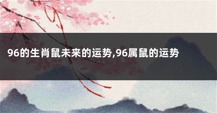 96的生肖鼠未来的运势,96属鼠的运势