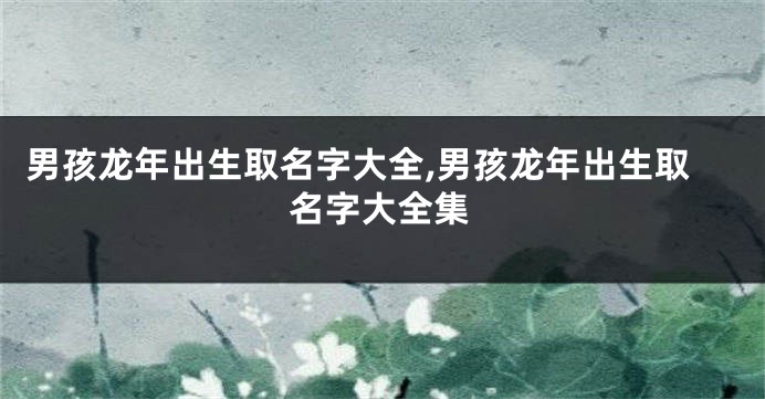 男孩龙年出生取名字大全,男孩龙年出生取名字大全集
