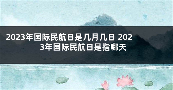 2023年国际民航日是几月几日 2023年国际民航日是指哪天