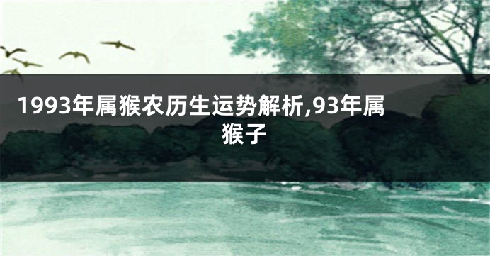 1993年属猴农历生运势解析,93年属猴子