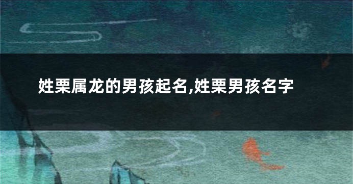 姓栗属龙的男孩起名,姓栗男孩名字