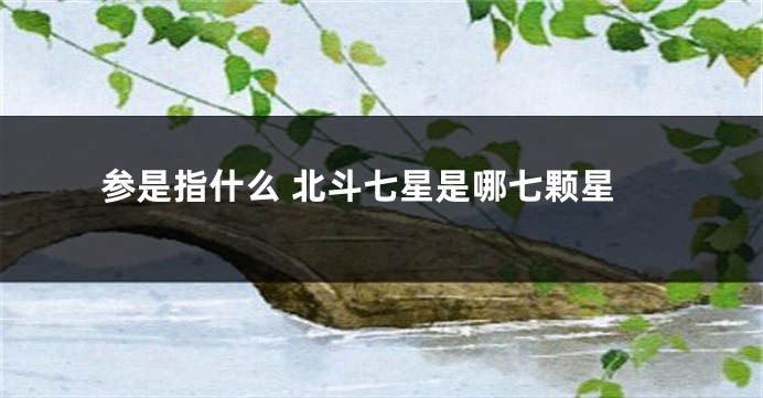 参是指什么 北斗七星是哪七颗星