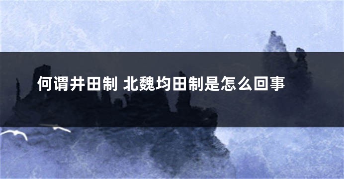 何谓井田制 北魏均田制是怎么回事