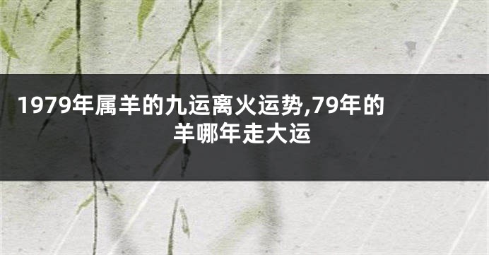 1979年属羊的九运离火运势,79年的羊哪年走大运