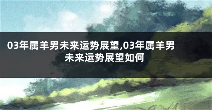 03年属羊男未来运势展望,03年属羊男未来运势展望如何