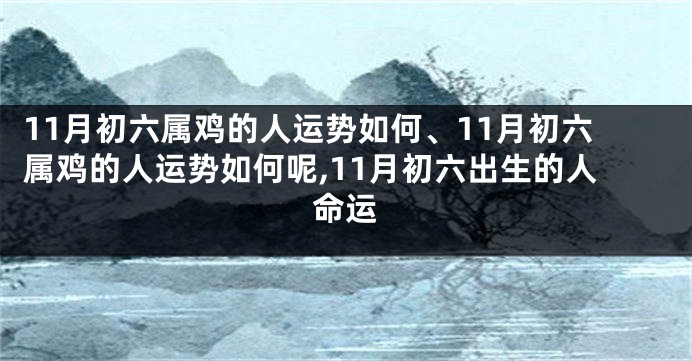 11月初六属鸡的人运势如何、11月初六属鸡的人运势如何呢,11月初六出生的人命运