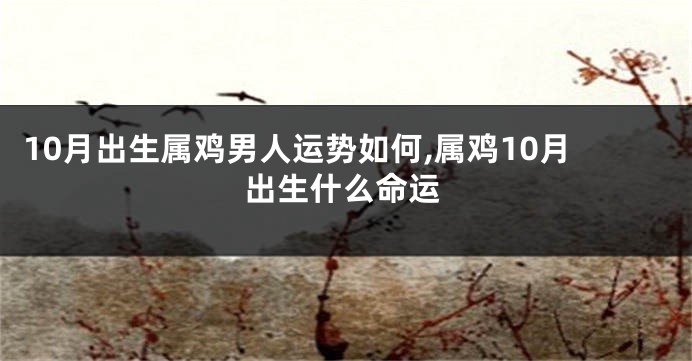 10月出生属鸡男人运势如何,属鸡10月出生什么命运
