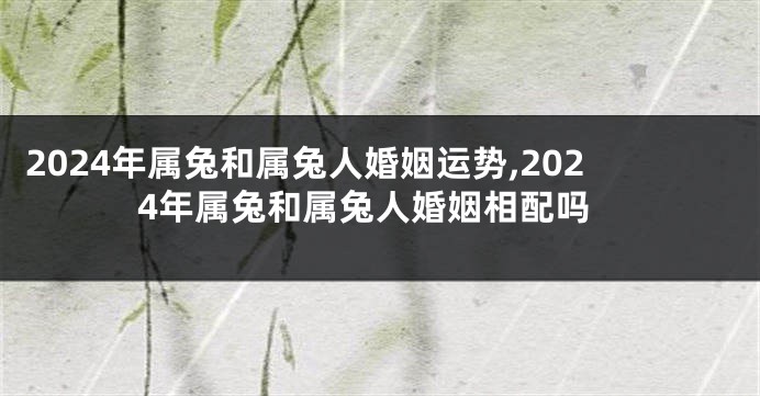 2024年属兔和属兔人婚姻运势,2024年属兔和属兔人婚姻相配吗
