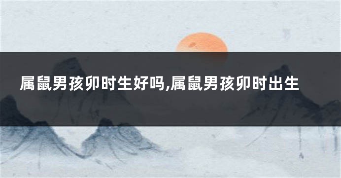 属鼠男孩卯时生好吗,属鼠男孩卯时出生