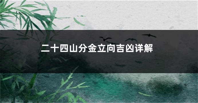 二十四山分金立向吉凶详解