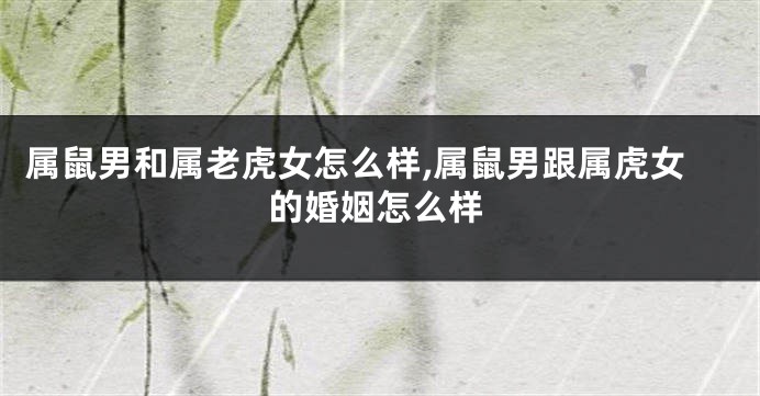 属鼠男和属老虎女怎么样,属鼠男跟属虎女的婚姻怎么样