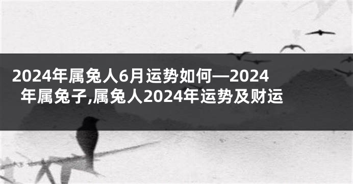 2024年属兔人6月运势如何—2024年属兔子,属兔人2024年运势及财运